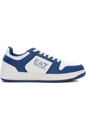 EA7 Sko, Herre, Blå, 44 EU, Polyester, Logo Sneakers med kontrastdetaljer