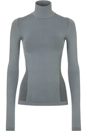 Fendi Top, Dame, Grå, S, Polyester, Grå Ski Skjorte med FF Detalje