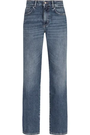 Icon Denim Jeans, Dame, Blå, W25, Bomuld, Straight Leg Jeans med Baglogo
