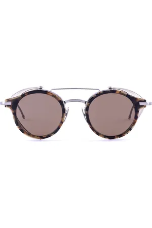 Thom Browne Tilbehør, Herre, Brun, ONE SIZE, Runde Aviator Solbriller - Mørkebrun