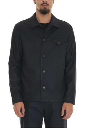 hindustrie Jakke, Herre, Blå, L, Uld, Flannel Overshirt med Frontlomme