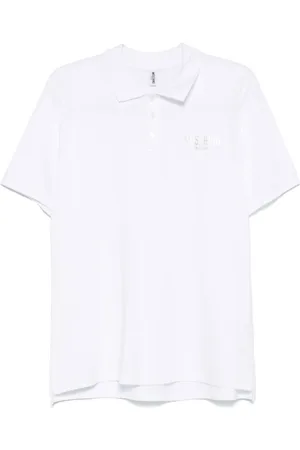 Moschino Top, Herre, Hvid, XL, Bomuld, Logo Print Polo Shirt Hvid