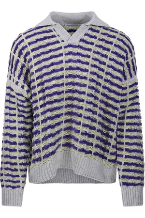 BONSAI Strik, Herre, Flerfarvet, S, Bomuld, Multifarvet Strikket Polo Oversize Pasform