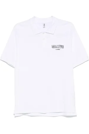 Moschino Top, Herre, Hvid, S, Bomuld, Logo Print Polo Shirt