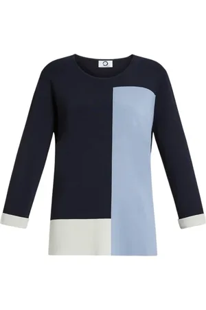 Persona by Marina Rinaldi Bluser & Skjorter, Dame, Blå, M, Uld, Strikket top med geometrisk mønster