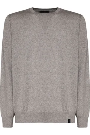 FAY Strik, Herre, Grøn, 2XL, Uld, Sweater i barberet uld med logo-patch