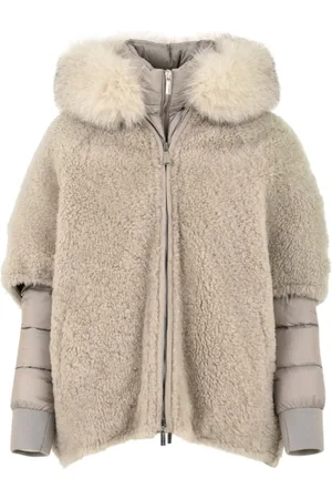 MOORER Jakke, Dame, Brun, S, Luksus Pels Trimmet Puffer Jakke