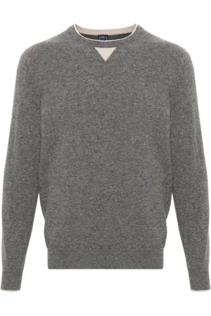 FEDELI Strik, Herre, Grå, S, Uld, Grå Crew Neck Uld Sweater