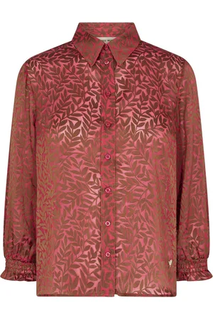 Mos Mosh Bluser & Skjorter, Dame, Lyserød, S, Blomstret skjorte med smock-detaljer