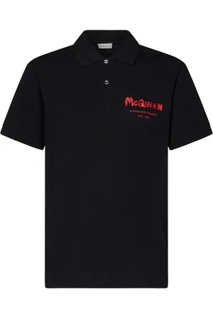 Alexander McQueen Top, Herre, Sort, S, Bomuld, Sort Graffiti Logo Bomuldspolo