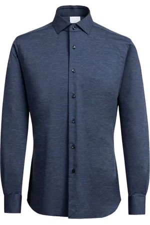 Xacus Skjorte, Herre, Blå, XL, Uld, Blå Skjorte Klassisk Stil