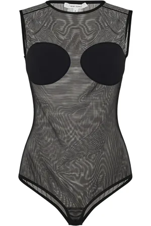 Nensi Dojaka Top, Dame, Sort, S, Tyl, Sort ærmeløs bodysuit Chic Style
