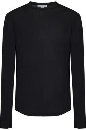 James Perse Top, Herre, Sort, L, Bomuld, Sorte T-shirts og Polos med Ribbed Crew Neck