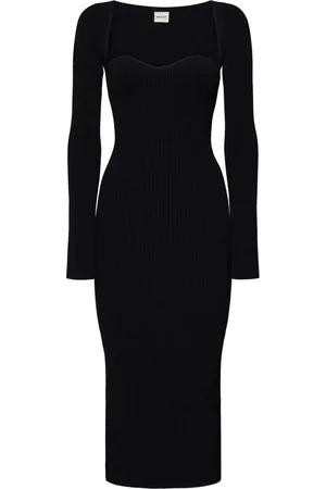 Khaite Kjole, Dame, Sort, M, Sort Midi Kjole Aw24