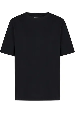 Khaite Top, Dame, Sort, XS, Cashmere, Sort T-shirt med Cashmere Logo Label