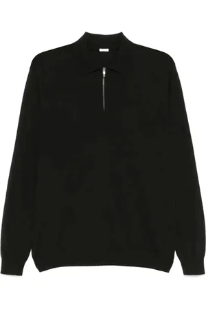 Malo Top, Herre, Sort, S, Uld, Sort Uld Polo Shirt Fin Strik