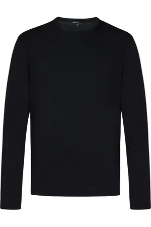 James Perse Top, Herre, Sort, L, Satin, Sort Satin-Touch Langærmet T-Shirt