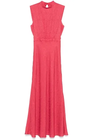 SALONI Kjole, Dame, Lyserød, S, Hibiscus Silkekjole