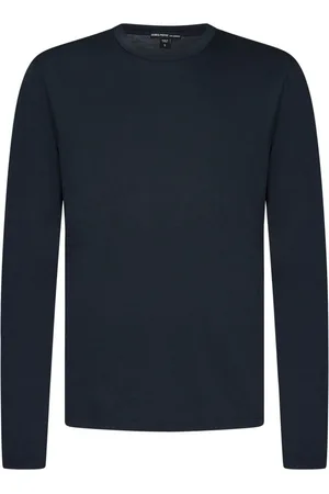 James Perse Top, Herre, Blå, S, Bomuld, Blå Satin-Touch Bomuld Langærmet T-Shirt