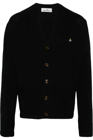 Vivienne Westwood Strik, Herre, Sort, 2XL, Bomuld, Sort bomuldscardigan med Orb-logo