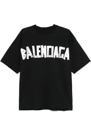 Balenciaga Top, Dame, Sort, L, Bomuld, Logo-tape Crew Neck T-shirt