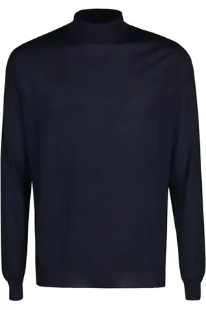 Malo Strik, Herre, Blå, 3XL, Cashmere, Blå Cashmere Sweater Mock Neck
