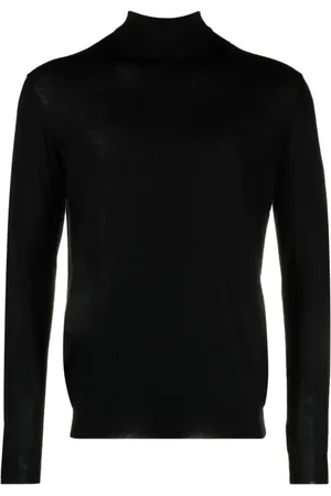 Malo Strik, Herre, Sort, 3XL, Cashmere, Sort Cashmere Sweater Mock Hals