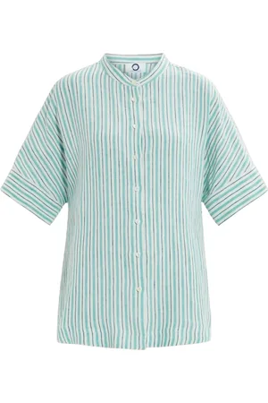 Persona by Marina Rinaldi Bluser & Skjorter, Dame, Grøn, 5XL, Linned, Stribet Linnedunika med Kimonoærmer