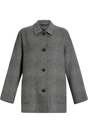 Persona by Marina Rinaldi Frakke, Dame, Grå, 2XL, Uld, Tidløs uldfrakke med skjortekrave