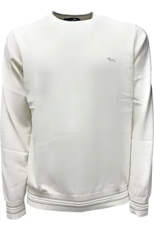 HARMONT&BLAINE Strik, Herre, Hvid, XL, Polyester, Hvid herre sweater med logo på forsiden - XL