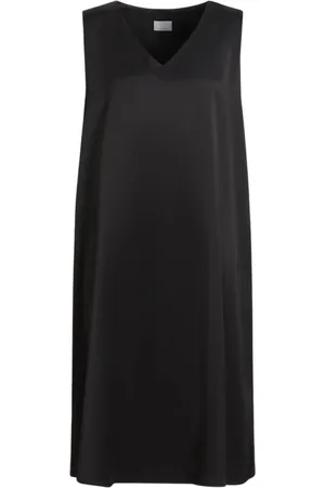 Persona by Marina Rinaldi Kjole, Dame, Sort, 4XL, Satin, Elegant Satin Midi Kjole med Lommer