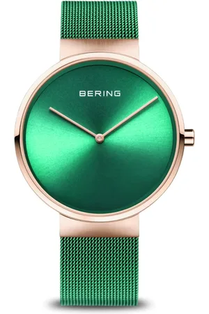 Bering Tilbehør, unisex, Grøn, ONE SIZE, Uld, Unisex Klassisk Armbånd Milanese Rem Ur 14539-868