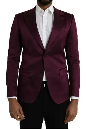 Dolce & Gabbana Jakke, Herre, Brun, S, Maroon Silke Blazer Coat Slim Fit