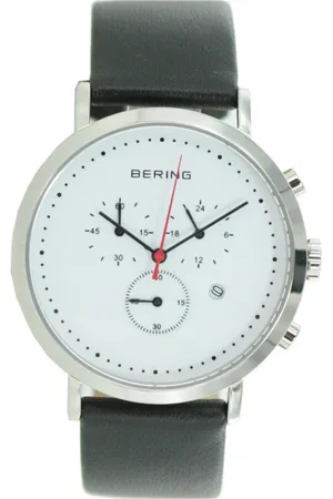Bering Tilbehør, unisex, Grå, ONE SIZE, Læder, Unisex Analog Quartz Classic Collection Ur med Kalveskindrem og Safirglas 10540-404