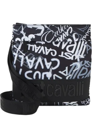Roberto Cavalli Taske, Herre, Sort, ONE SIZE, Uld, Herre Skuldertaske med All Over Print
