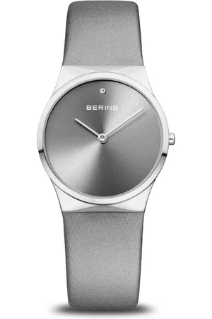 Bering Tilbehør, Dame, Grå, ONE SIZE, Læder, Dameur Classic 30 mm Rem Satin Læder 12130-609