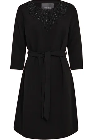 Mos Mosh Kjole, Dame, Sort, XL, Polyester, Elegant Sort Kjole med Perledetalje