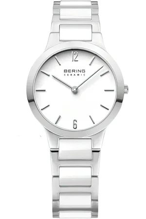 Bering Tilbehør, Dame, Grå, ONE SIZE, Kvinders keramisk ur 29 mm rustfrit stål armbånd med keramiske elementer 30329-754
