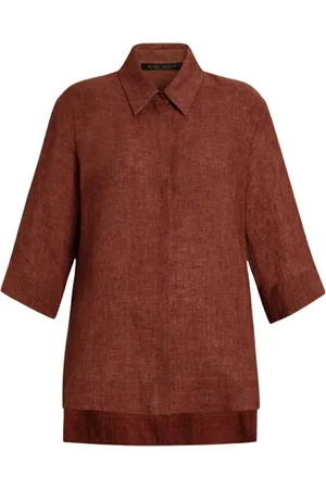 Persona by Marina Rinaldi Bluser & Skjorter, Dame, Brun, 6XL, Linned, Linned High-Low Tunika Sommermode