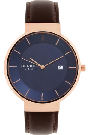 Bering Tilbehør, Herre, Gul, ONE SIZE, Uld, Herre Solur 39 mm Kalveskind Armbånd
