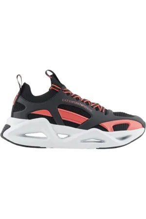 EA7 Sko, Herre, Sort, 44 EU, Polyester, Sort og rød sneaker med mesh og termoplastiske indsatser