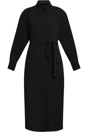 Persona by Marina Rinaldi Kjole, Dame, Sort, 2XL, Uld, Tidløs Wrap Kjole med Skjortekrave