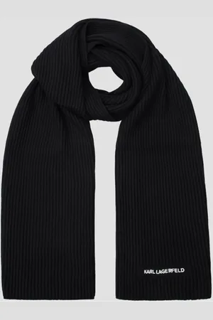 Karl Lagerfeld Tilbehør, Herre, Sort, ONE SIZE, Bomuld, Ternet tørklæde med logo broderi