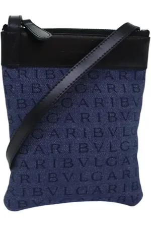 Bvlgari Pre-owned, Dame, Blå, ONE SIZE, Uld, Pre-owned Canvas skuldertasker