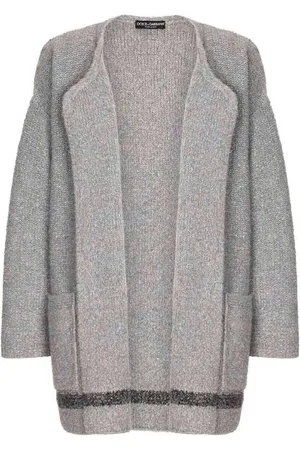 Dolce & Gabbana Strik, Herre, Grå, L, Uld, Teknisk Uld Logo Cardigan