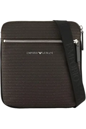 Emporio Armani Taske, Herre, Grøn, ONE SIZE, Uld, Logo Jacquard Crossbody Taske med Lynlås