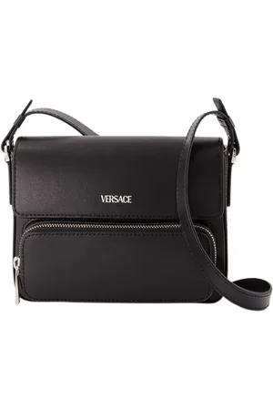 VERSACE Taske, unisex, Sort, ONE SIZE, Læder, Sort Læder Pung På Kæde