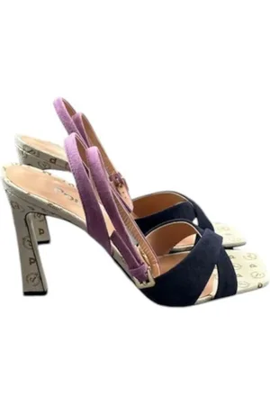 Pollini Sko, Dame, Flerfarvet, 40 EU, To-farvet Ruskindssandal med Heritage Print