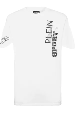 Philipp Plein Top, Herre, Hvid, M, Bomuld, Bomuld Jersey T-shirt med Fedt Logo