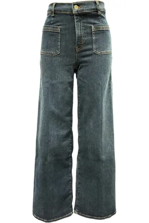 Frame Jeans, Dame, Blå, W27, Bomuld, Palazzo Bardot Slim Jeans